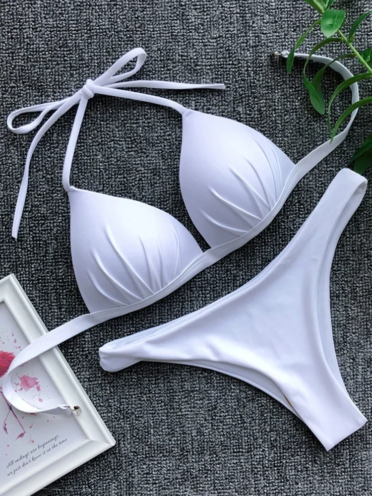 Imagen de Bikini Push-Up Blanco con Tirantes para Mujer