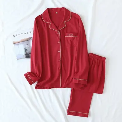 Image de Pyjama Coton Rouge - Couple Homme & Femme