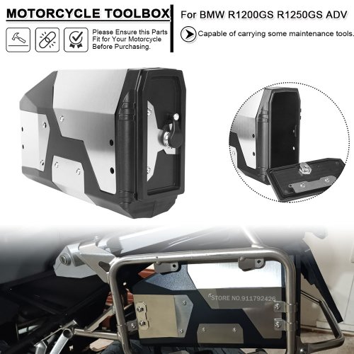 Zdjęcie Aluminiowa, wodoodporna skrzynka narzędziowa lewa strona do motocykli BMW R1200GS, R1250GS, F750GS, F850GS, GS R1250, R1200GSA – idealna do montażu na trzecim kole TRK502X