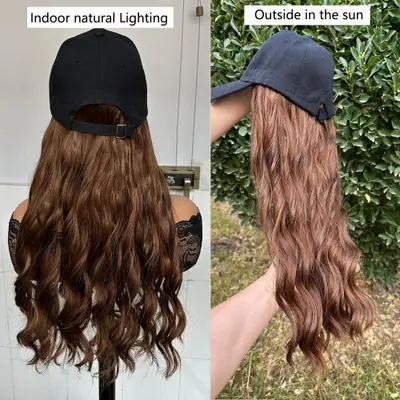 Image de Perruque Synthétique Chapeau de Baseball - Naturelle & Résistante à la Chaleur
