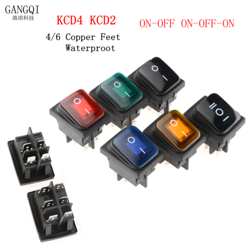 Imagen de Interruptor Basculante Marino KCD4/KCD2 con LED, Resistente al Agua, Sellado y Automático para Barcos - 4 y 6 Pines, Encendido/Apagado