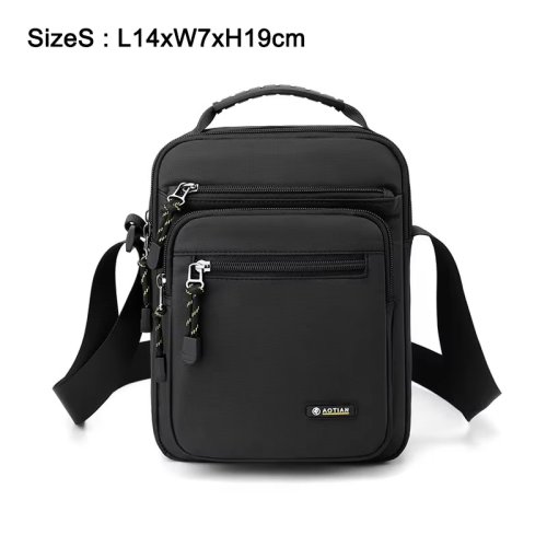 Afbeelding van Heren meerlaagse schoudertas Modieuze casual lichtgewicht nylon crossbodytas voor dagelijks uitje woon-werkverkeer Kleine handtas