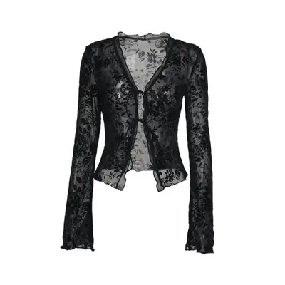 Image de Chemise Soie Volants Manches Trompette - Tendance Automne