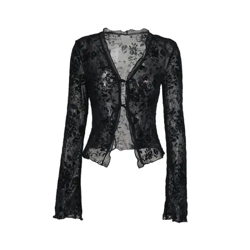 Image de Chemise Soie Volants Manches Trompette - Tendance Automne