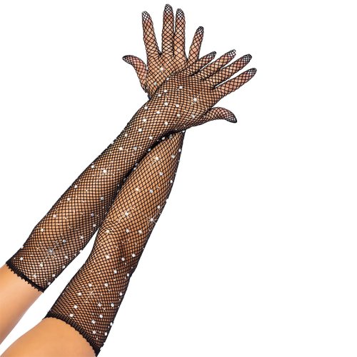 Image of Sexy Hollow Mesh Fishnet Gloves for Women – Flashing Grid Design for Cosplay, Halloween, Party, Nightclub & Pole Dance Accessories