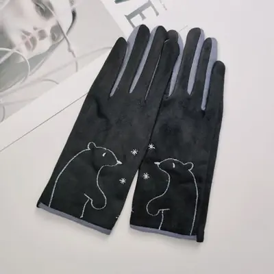 Image de Mitaines d'hiver chaudes avec touch screen - Chat et ours mignons