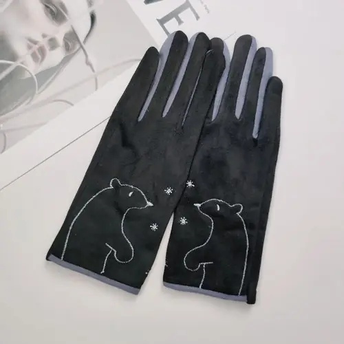 Image de Mitaines d'hiver chaudes avec touch screen - Chat et ours mignons