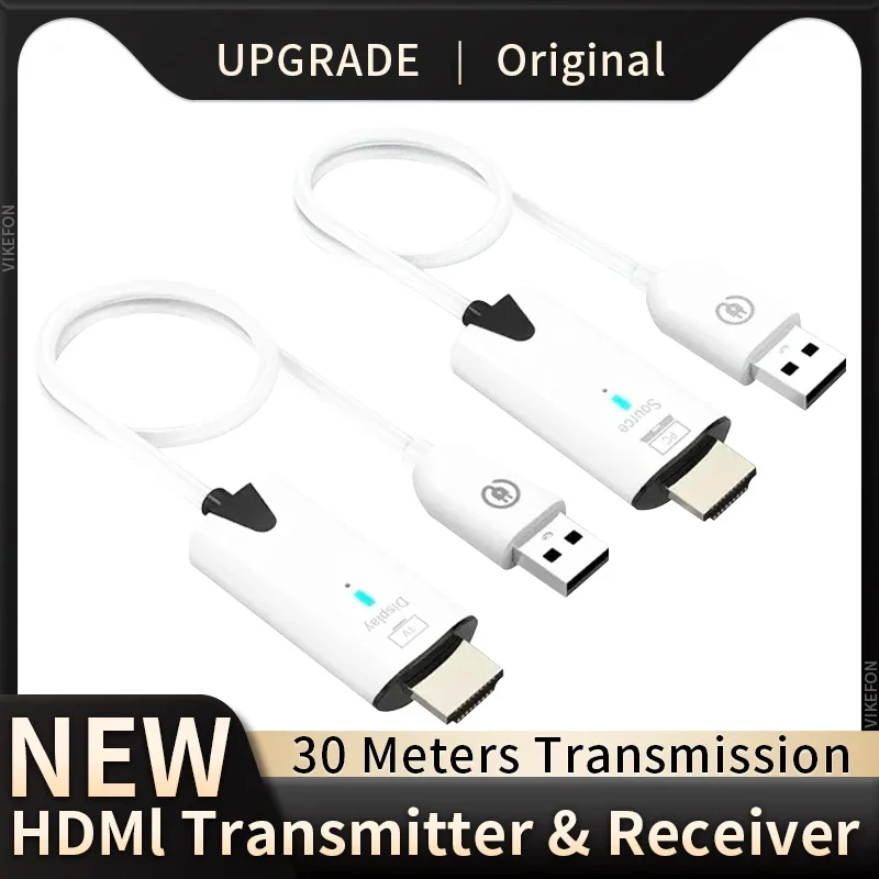 Image of 30-Meter Wireless HDMI Video Transmitter and Receiver with HD Display Extender for Seamless Screen Mirroring from PC, Camera to TV