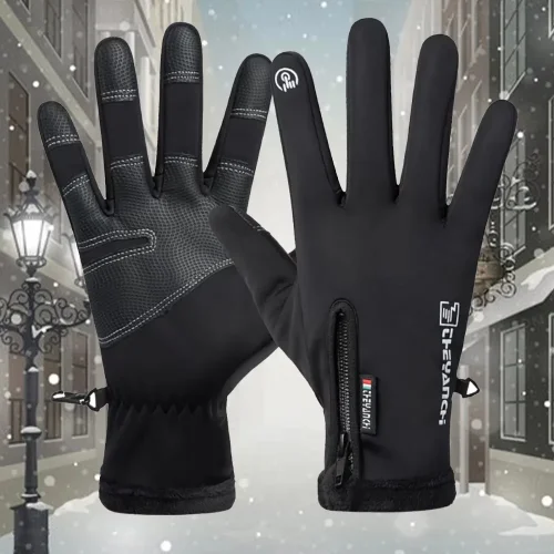 Image of Premium Winter Motorcycle Gloves with Thermal Fleece Lining, Waterproof & Touchscreen Compatible for Cold Weather Riding