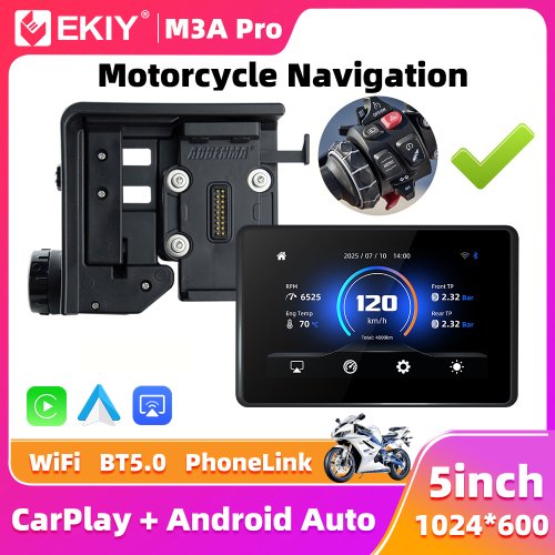 Imagen de Navegación GPS Inalámbrica para Moto con CarPlay y Android Auto