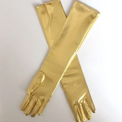 Image de Gants Longs Vernis Or & Argent - Style Y2K
