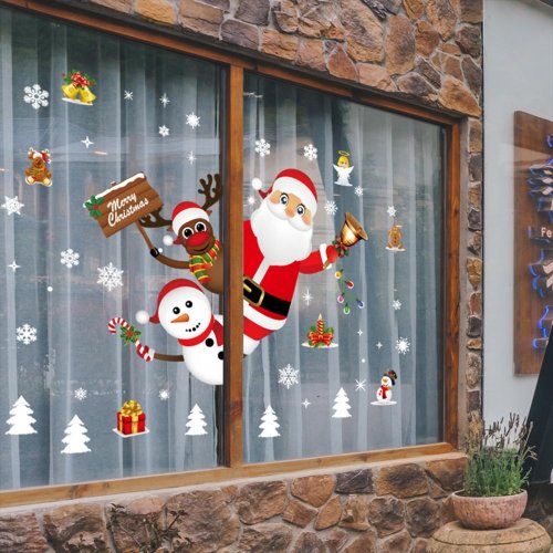 Image of Festive Christmas Wall and Window Stickers – Reusable Holiday Decorations for Home, Xmas Ornaments & Navidad Gifts 2024-2025