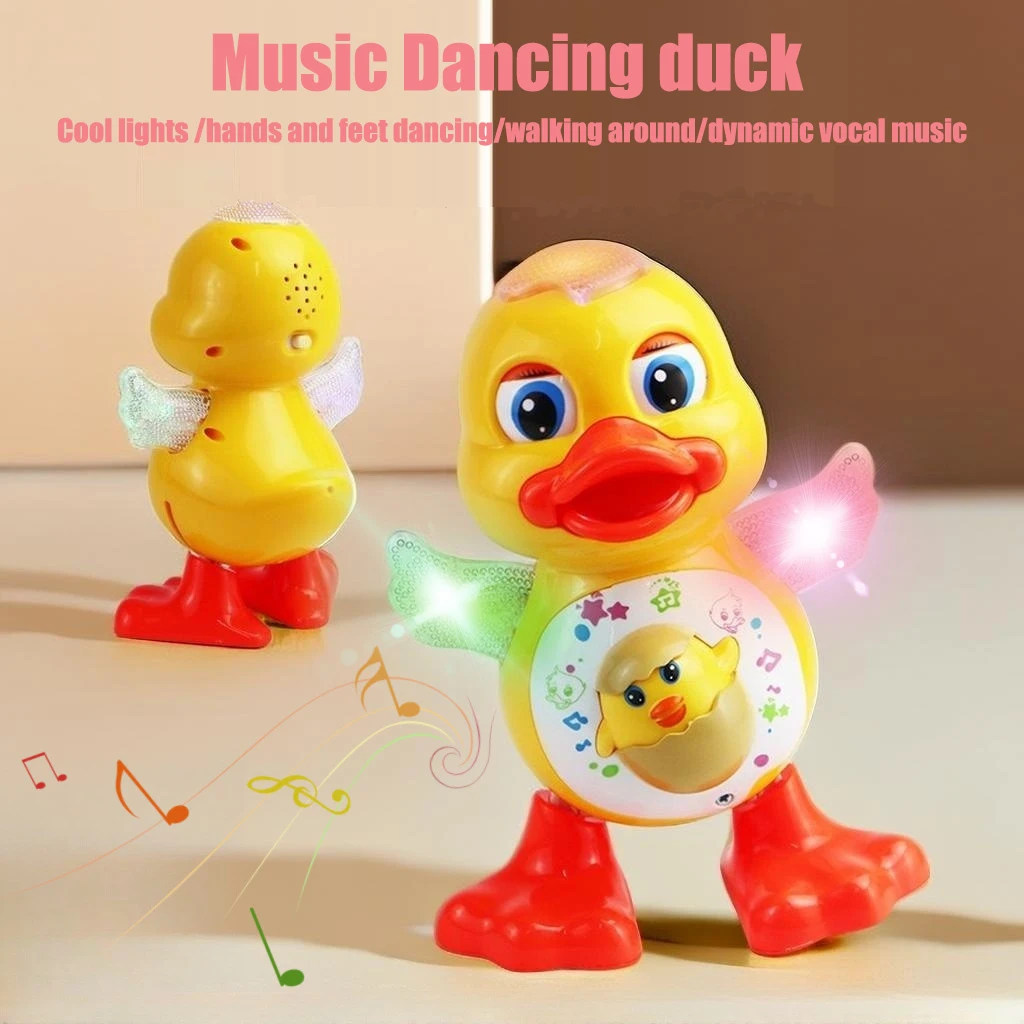 Afbeelding van Elektronisch speelgoed Dansende eend Grappig knipperend ogen Knipperlicht Schud het lichaam Schattig muzikaal cartoon dier Educatief speelgoed Kid Gift