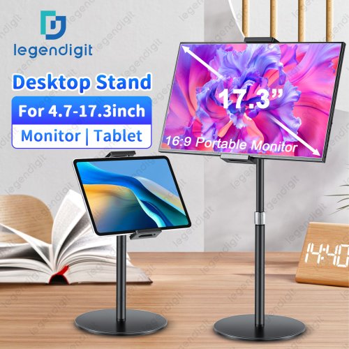 Afbeelding van Tabletstandaardhouder voor iPad Draagbare monitor Bureaustandaard Verstelbare hoogte Zware basis Tabletbeugel voor scherm Kindle Display
