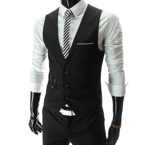 Immagine di Gilet Uomo Slim Fit di Alta Qualità in Cotone Respirante - Modello Elegante e Formale per Ufficio e Occasioni Casual