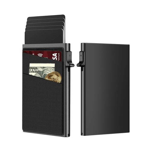 Image of Slim Aluminum RFID-Blocking Card Holder Wallet – Minimalist Metal Credit Card Protector with Anti-Theft Technology