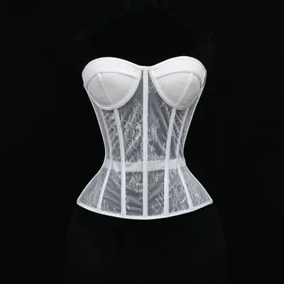 Image de Corset en Dentelle Sans Bretelles - Soutien-Gorge Ajouré Élégant