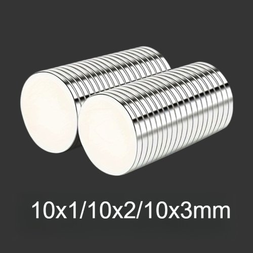 Ronde Koelkastmagneten 10x1, 10x2, 10x3 mm - 20, 50 of 100 stuks in Zilverkleurig - Ideaal voor Whiteboard, Keuken, Kantoor en DIY Projecten