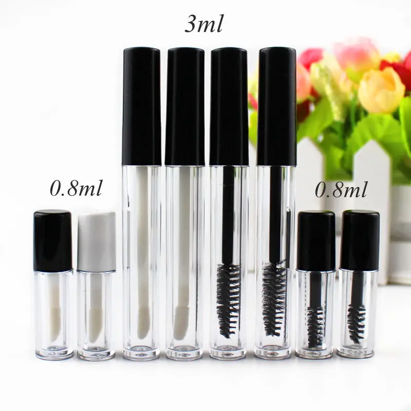 Imagen de Kit de 6 tubos de brillo de labios naturales de 3ml y 0.8ml con tapa segura y diseño compacto para cosméticos líquidos
