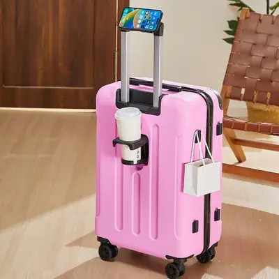 Image de Valise de Voyage 20-28 Pouces avec Roulettes et Support Téléphone