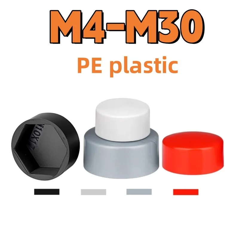 Imagen de Tapa Protectora de Plástico PE para Tornillos Hexagonales M4 a M30 - Cubierta Decorativa y A Prueba de Polvo para Tuercas y Roscas
