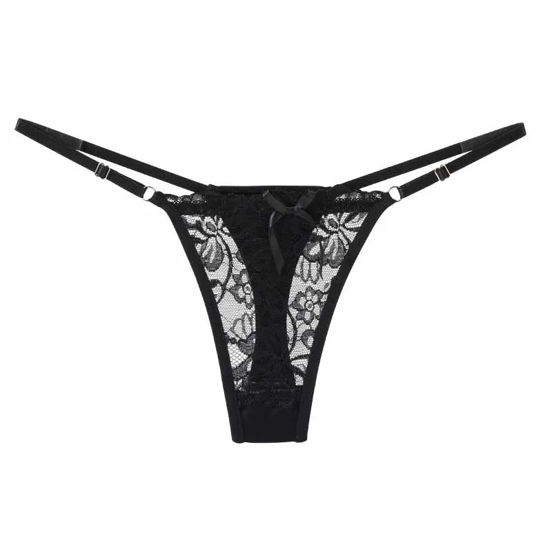 Immagine di Lingerie sexy regolabile da donna perizoma in pizzo a vita bassa mutande sexy scavate intimo perizoma prospettiva traspirante femminile