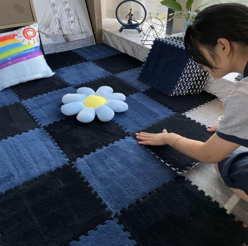 Afbeelding van 30*30 CM Zachte Pluche Kids Tapijt Baby Speelkleed 10 STKS Puzzel Tapijt Warme Speelmat Grijpende Oefening tegels Schuim kinderen Mat