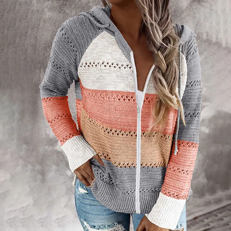 Afbeelding van Stijlvolle Gebreide Hoodie met Rits voor Dames