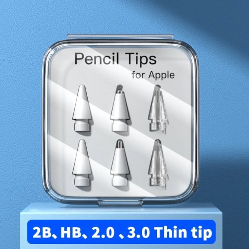 Afbeelding van Houder voor Apple Pencil Penpunt – Vervangbare Tip Set met 2B, HB, Zacht en Hard Potloodtips voor Apple Pencil 1e en 2e Generatie