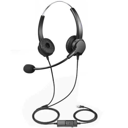 Imagen de Auriculares de teléfono con cable con micrófono, auriculares telefónicos para centro de llamadas, au...