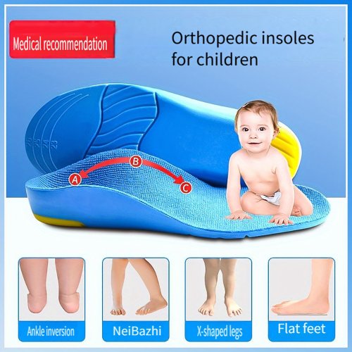 Afbeelding van Orthopedische Inlegzolen voor Kinderen met Platte Voet - Hoge Steunzool tegen Plantar Fasciitis, Comfortabele Sport- en Loopvoetbedding