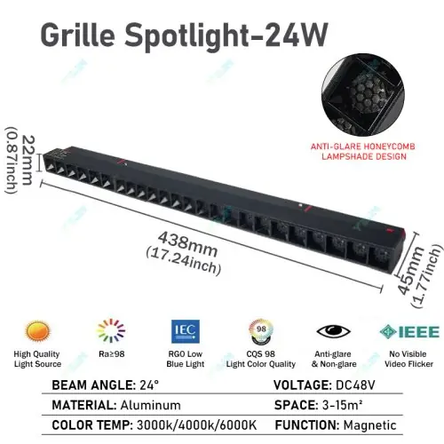 24W rasterverlichting
