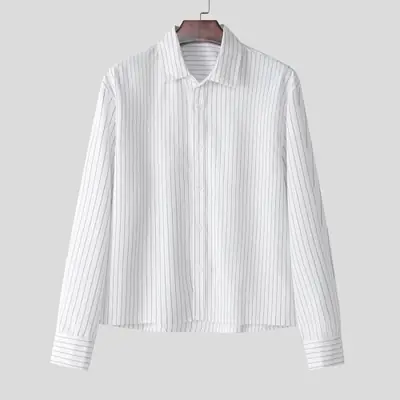 Image de Chemise Homme Rayée Streetwear Style Coréen