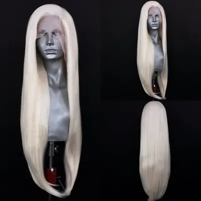 Image de Perruque Synthétique Ondulée Blonde Platine - Lace Front Naturelle