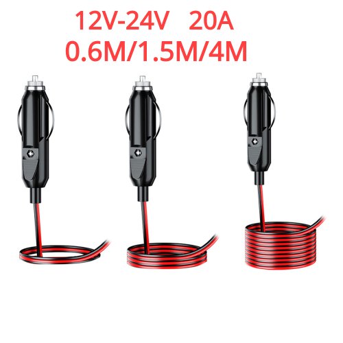 Afbeelding van 12V 24V Auto Universele Sigarettenaansteker Plug 20A Gesmolten Mannelijke Connector met Draad Hoge Temperatuur Weerstand met indicatielampje