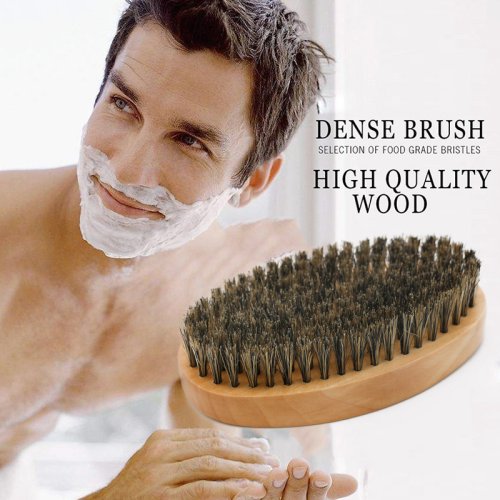 Image of Premium Natural Boar Bristle Beard Brush with Bamboo Handle – Gentle Facial Massage & Mustache Grooming Tool for Men