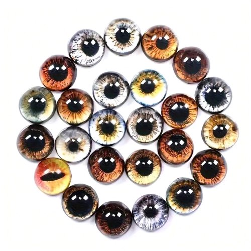 Afbeelding van 6/8/12/16mm pop ogen kat ogen glazen ogen ronde cabochon oog gemengd gedrukt halfronde ogen 30 stuks mini dierenogen voor pop rekwisieten