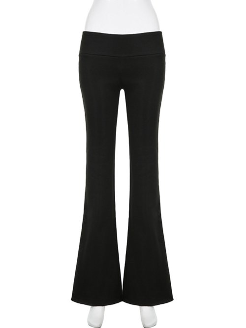 Immagine di Pantaloni Svasati Donna 2025: Stile Y2K Casual con Taglio a Stivale, Vita Bassa e Design Sexy per un Look Streetwear Autunno Primavera