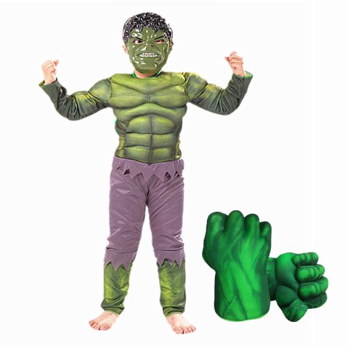 Image of Kids Hulk Superhero Costume Jumpsuit with Mask and Gloves – Perfect for Halloween, Cosplay, and Party Fun for Boys and Girls