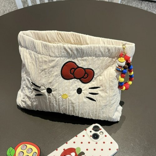 Imagen de Bolsa de Almacenamiento Bordada con Diseño de Gatito, Bolsa de Cosméticos de Gran Capacidad y Textura Portátil, Tendencia Moderna para Accesorios de Viaje