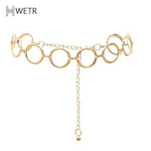 Immagine di Cintura Regolabile in Vita con Catena Larga in Metallo a Cerchio Intero – Accessorio di Moda per Donna