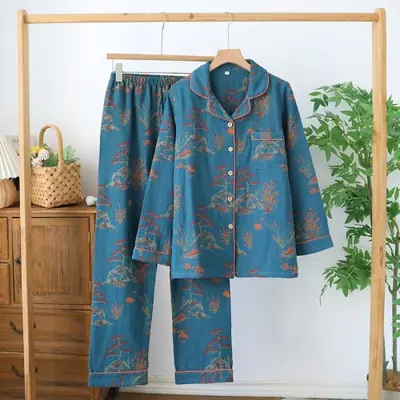Image de Pyjama Femme Coton Rétro - Ensemble 2 Pièces Confortable