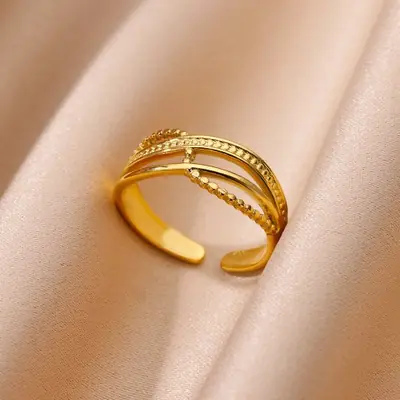 Image de Bague Large Or Vintage - Style Minimaliste