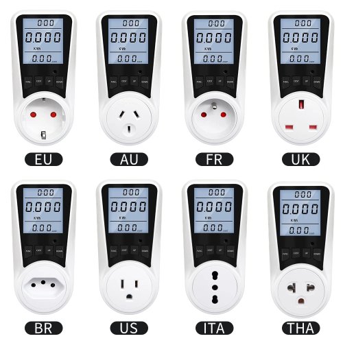 Image of 220V Digital AC Power Meter with LCD Display – Energy Consumption Monitor, Wattage & kWh Tracker for EU/US/BR Sockets