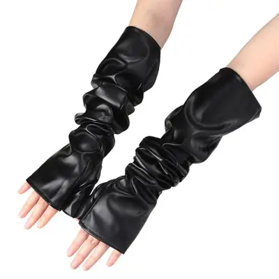 Image de Gants Longs Lumineux Noirs - Style Punk Rock & Disco