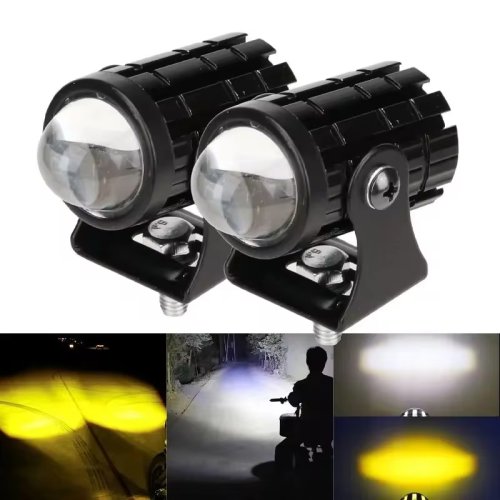 Image de Feu LED Double Couleur Moto - Phare Universel Antibrouillard