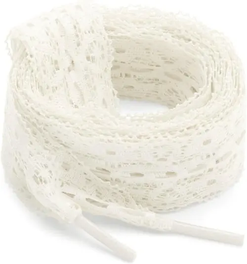 Image de Lacets Dentelle Soie 3cm - Blanc & Noir pour Filles