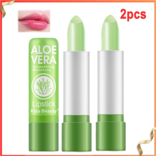 Imagen de Lápiz Labial Natural con Aloe Vera que Cambia de Color - Bálsamo Hidratante de Larga Duración Activado por Temperatura para Cuidado Nutritivo y Resistente a la Decoloración
