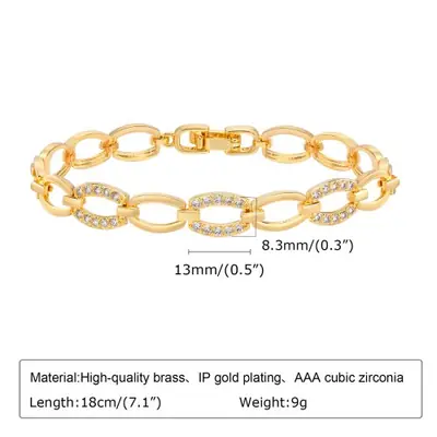 Image de Bracelet Chaîne Or 14K - Zircone Cubique - Réglable & Empilable