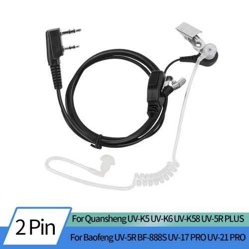 Afbeelding van Akoestische Luchtbuis Headset met 2-Pin PTT Oortelefoon voor Baofeng UV-5R, BF-888S, UV-21 Pro, Quansheng UV-K5 en andere Walkie Talkies